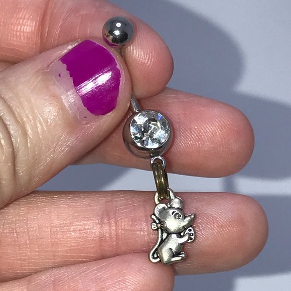 Mouse Dangle Belly Ring - Picture 2 of 13